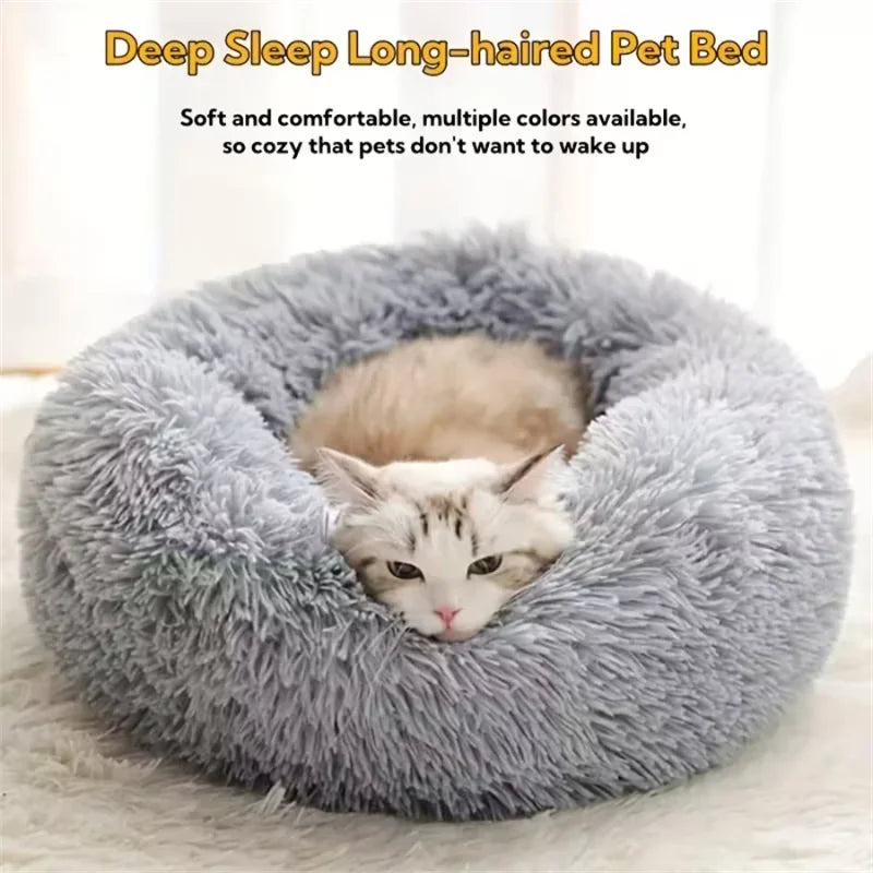 Panier donut moelleux pour chat et chien — apaisant et lavable