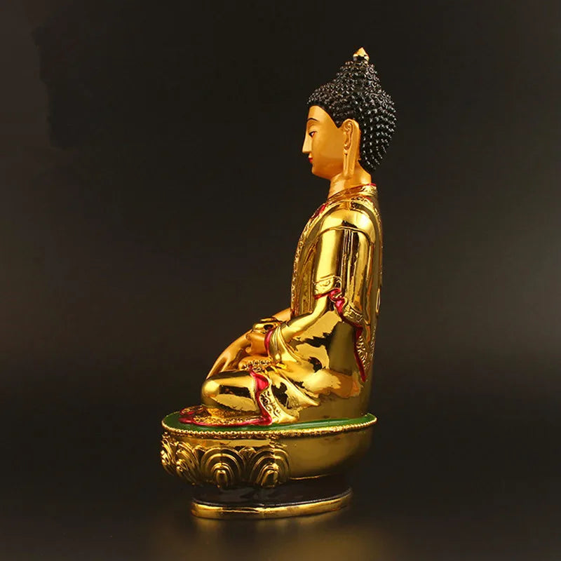 Statue de Bouddha Tibétain Plaqué Or – Grande Figurine 21 cm