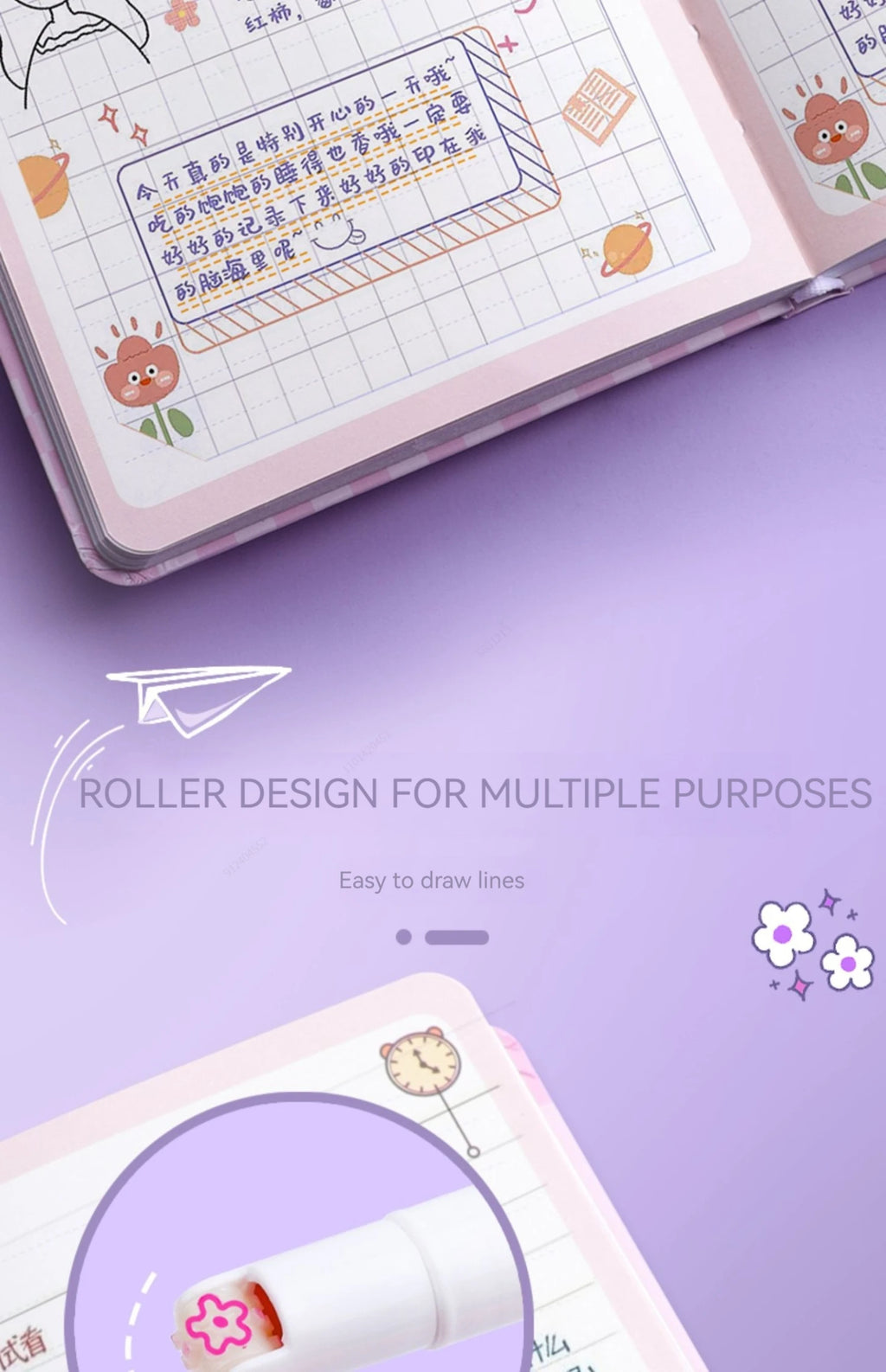 Surligneurs Ligne Fleur – 6 couleurs (Roller Flower Highlighter)