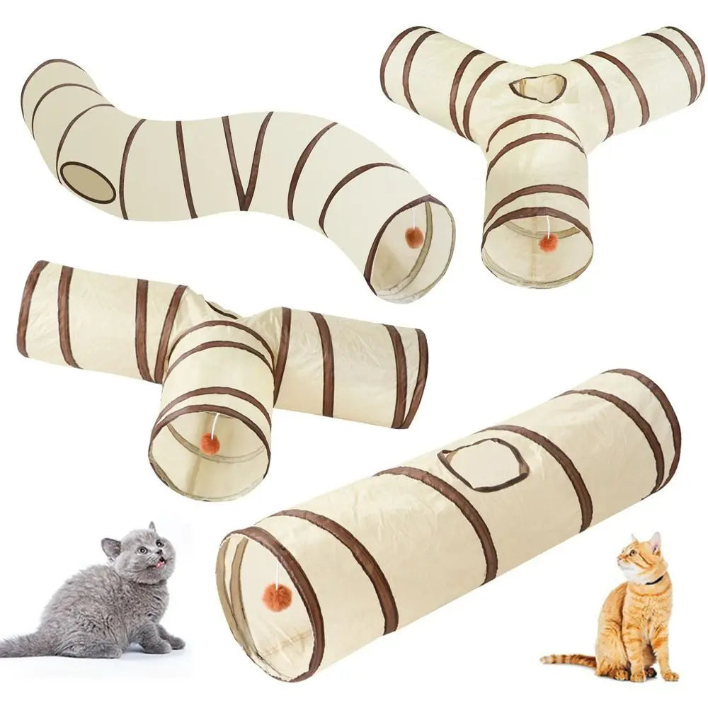 Tunnel de jeu pliable pour chat — structure renforcée, formes modulables