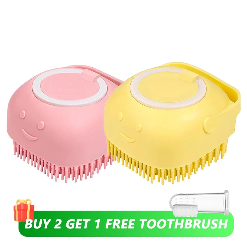 Brosse de bain en silicone pour chien et chat — distributeur de shampoing