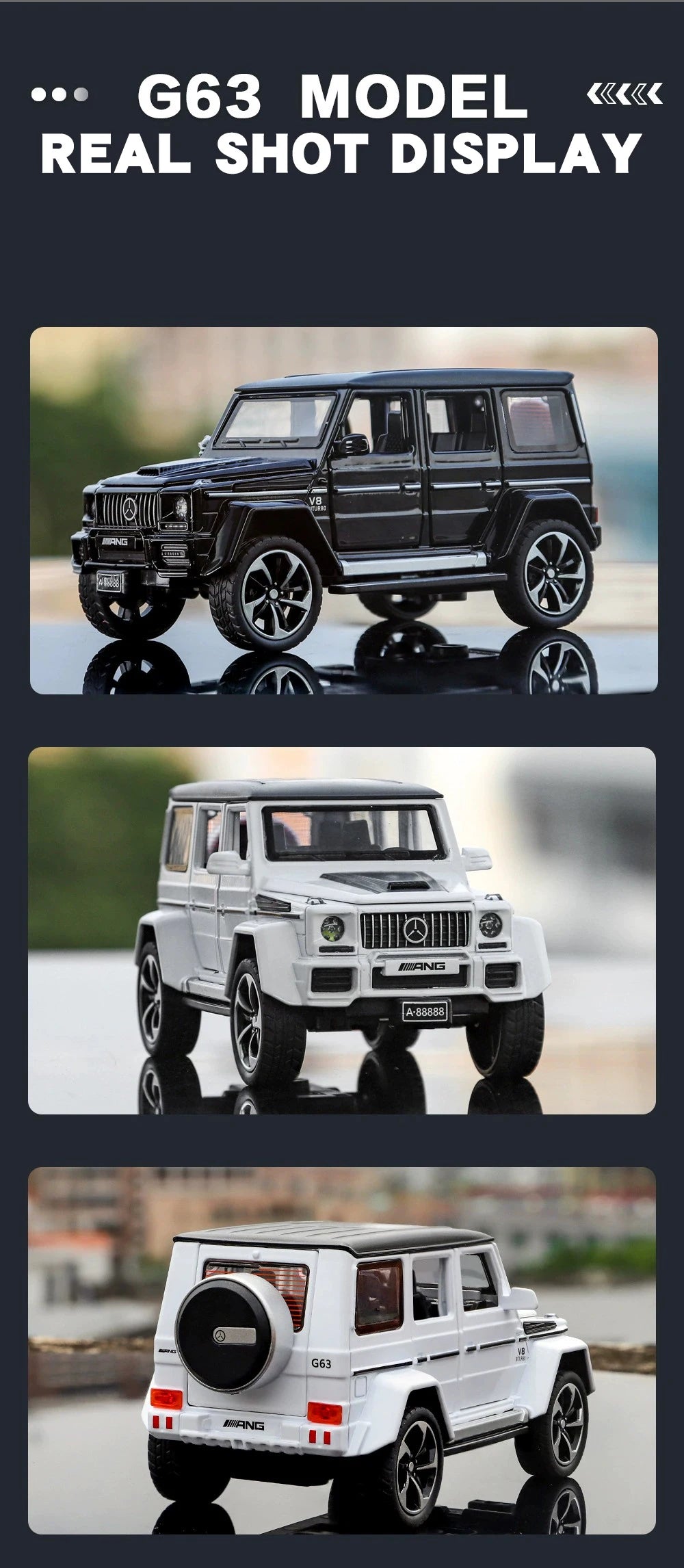 Mercedes-Benz G63 1:32 – Miniature Tout-Terrain Brabus Métal | Son & Lumière