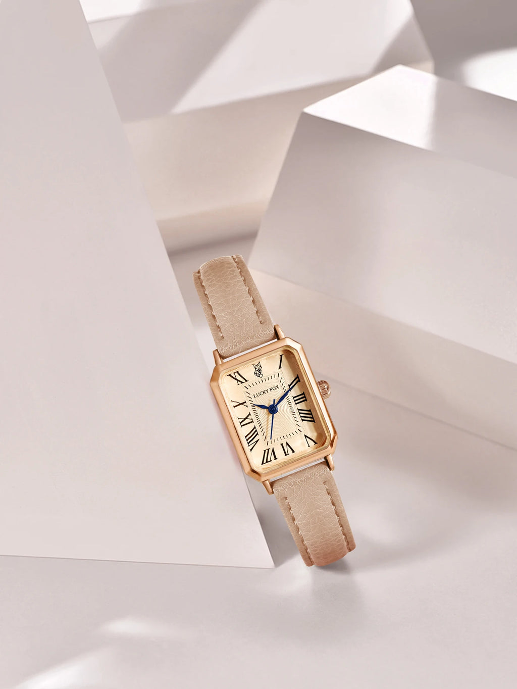 Montre Carrée Rétro Femme – Bracelet Cuir – LUCKYFOX L19