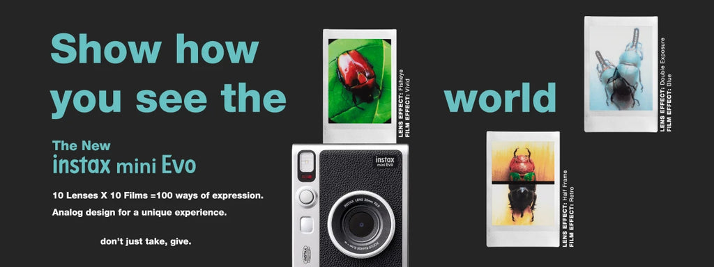 Fujifilm Instax Mini Evo – Caméra Instantanée Hybride | Smartphone Print | Effets Créatifs (Noir & Marron)