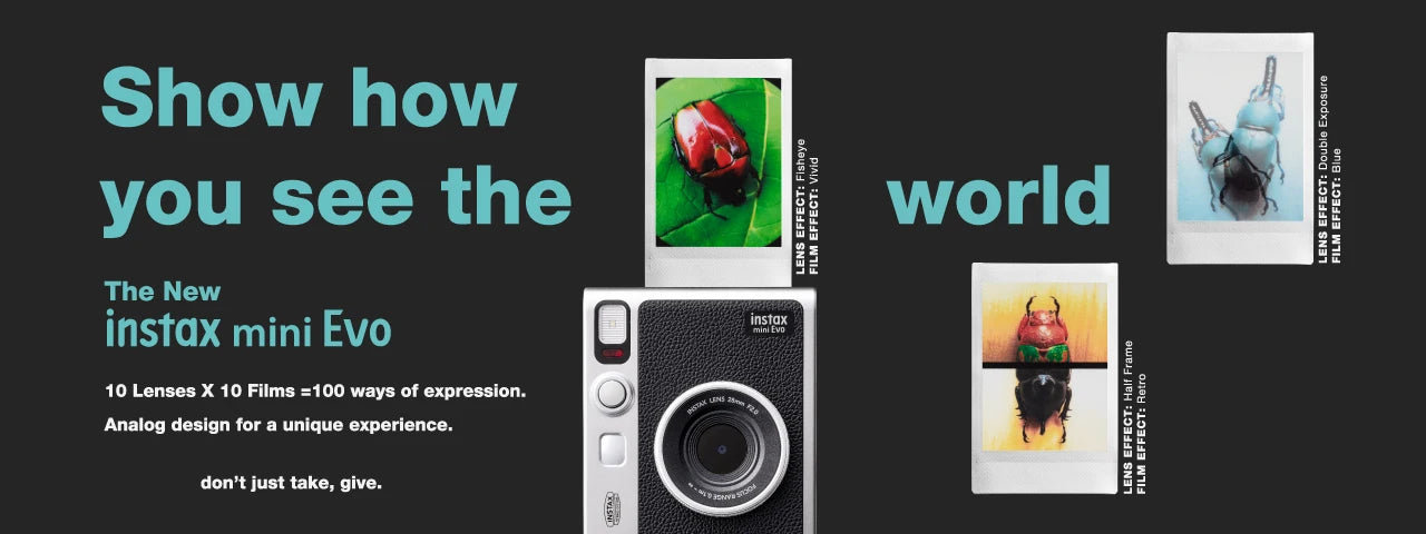 Fujifilm Instax Mini Evo – Caméra Instantanée Hybride | Smartphone Print | Effets Créatifs (Noir & Marron)