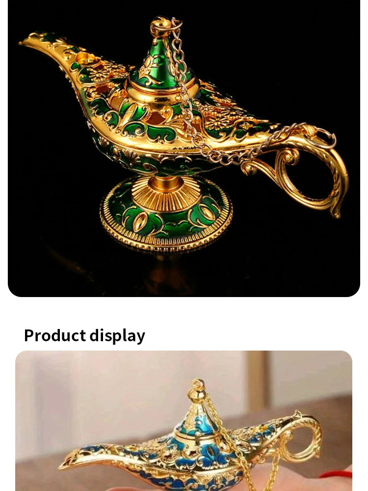 Lampe d’Aladdin Décorative – Mini Ornement en Métal | Rouge / Bleu / Vert