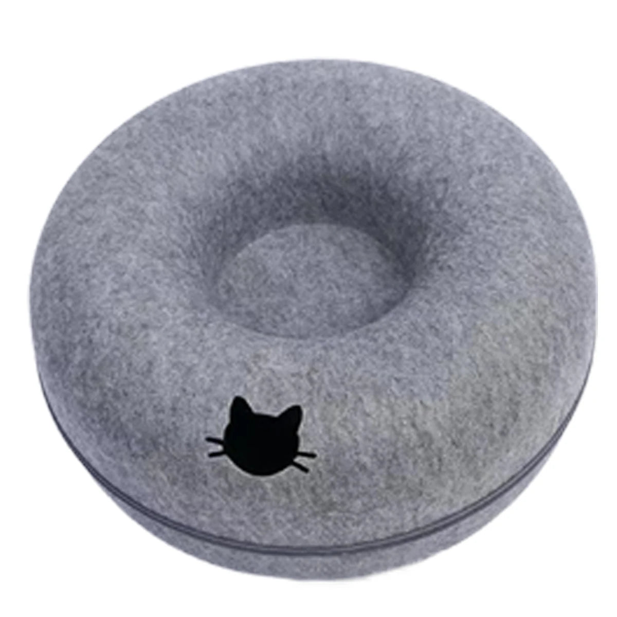 Lit en feutre 2-en-1 avec tunnel pour chat — cachette de jeu