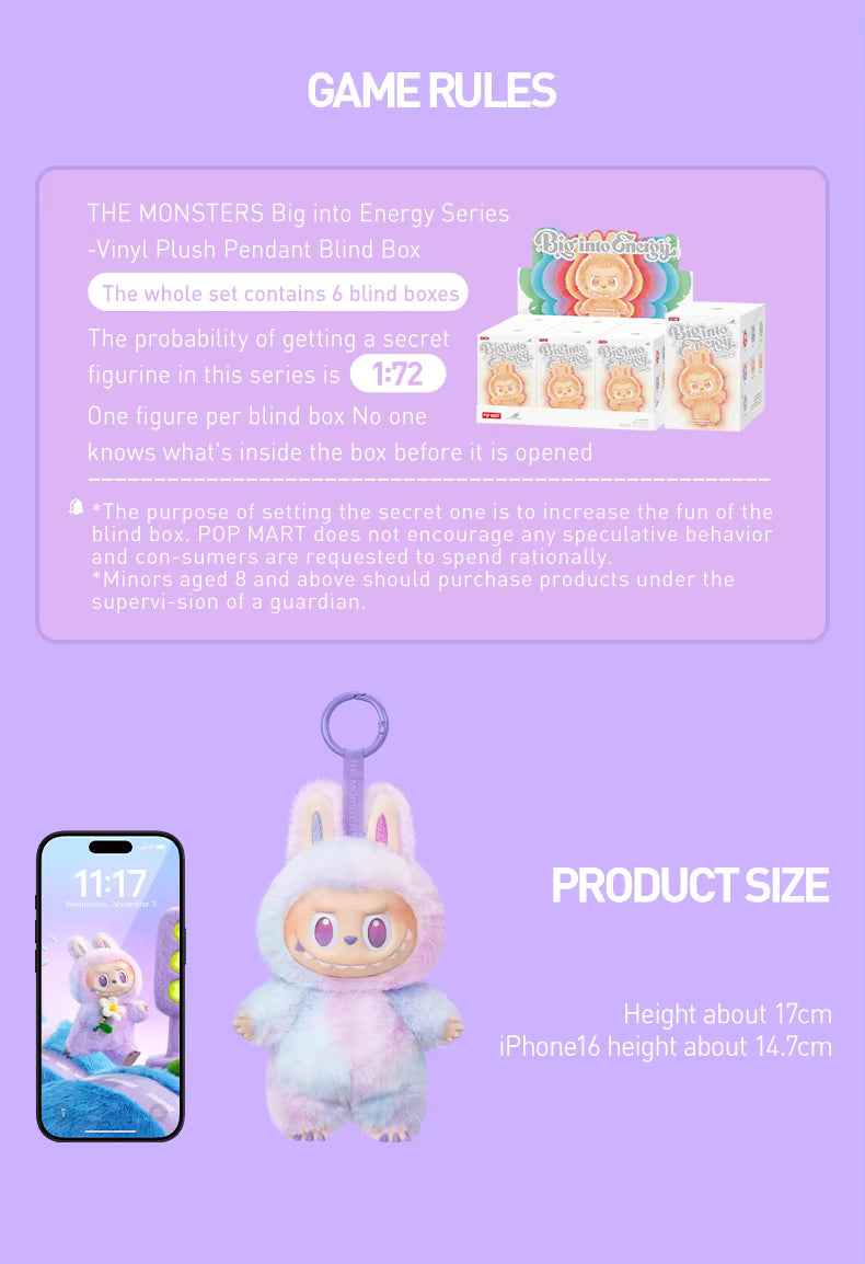 POP MART – Série « Les Monstres Grande Énergie » – Figurine Premium 17 cm (Mystery Box ou Modèle Confirmé)