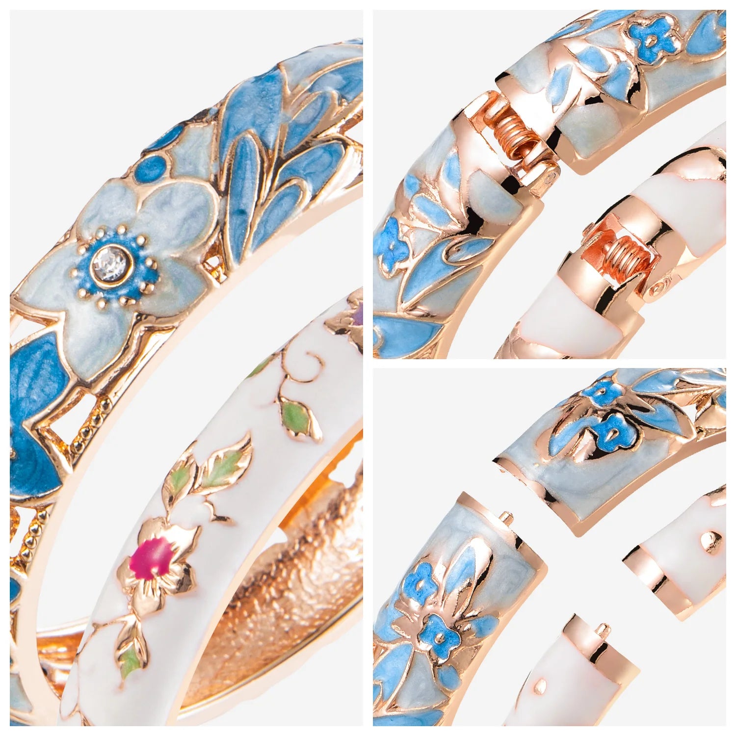 Bracelet Femme Émail Cloisonné – Set Simple ou Double – Style Indien & Dubaï – Métal Doré