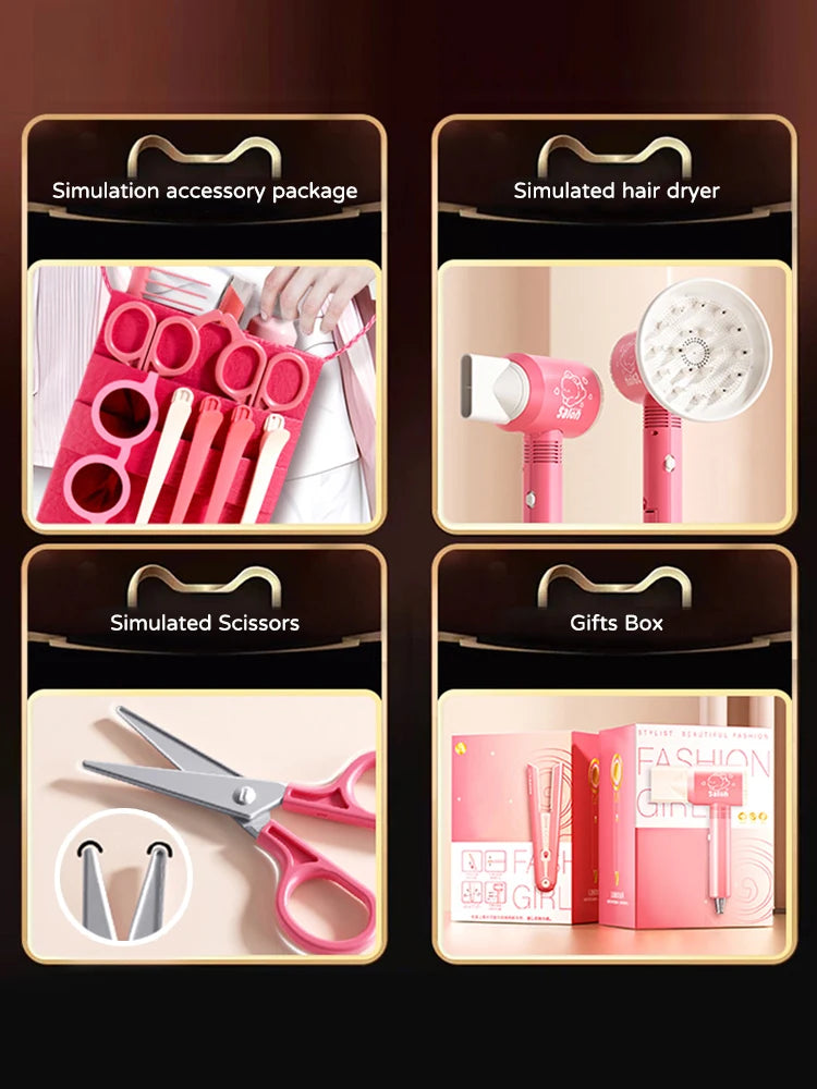 Kit de Coiffure & Beauté pour Enfants – Jeu de Rôle • Sèche-Cheveux / Accessoires • Sans Danger