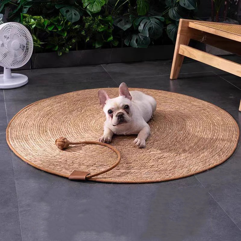 Tapis griffoir en rotin pour chat — protège-canapé