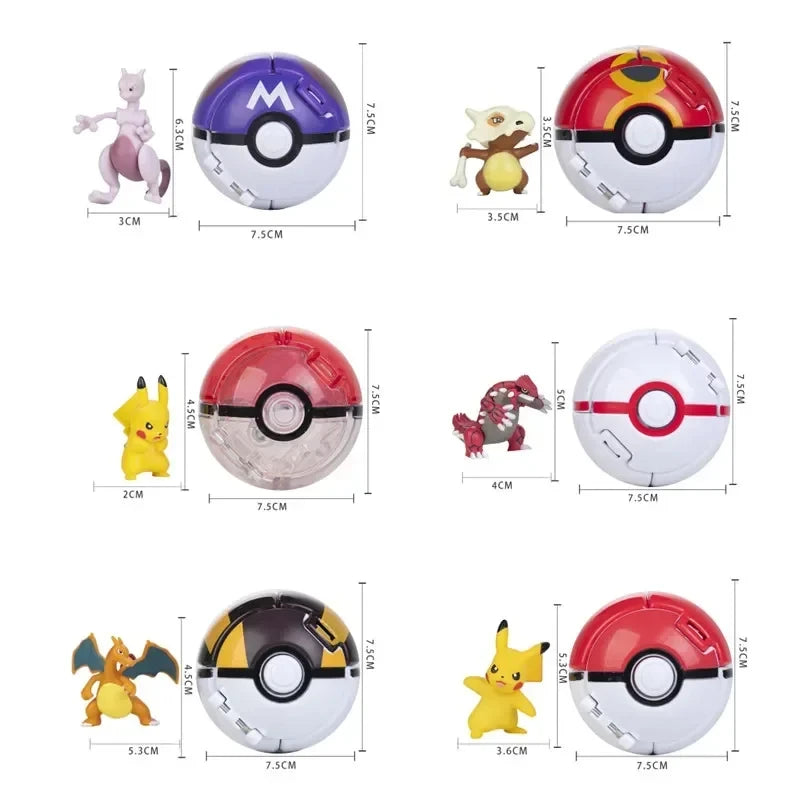 Figurines Pokéball Pokémon – Pikachu, Dracaufeu, Gengar, Tortank, etc. (Plusieurs modèles)