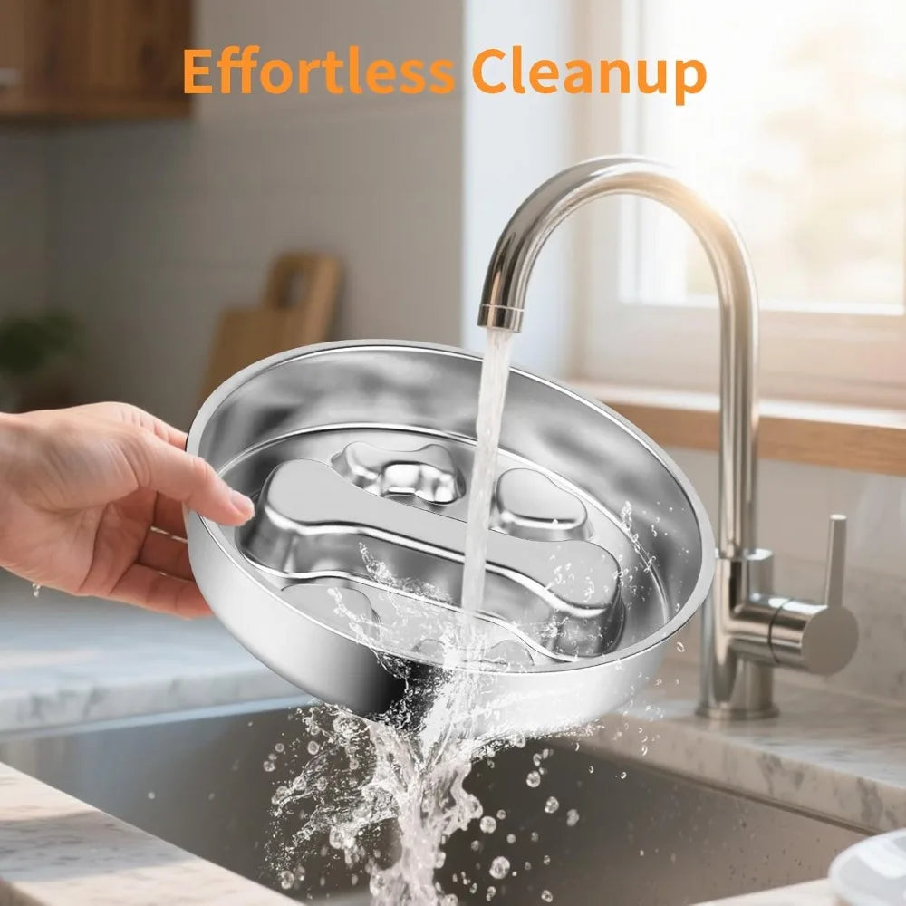 Gamelle anti-glouton en inox antidérapante pour chien et chat