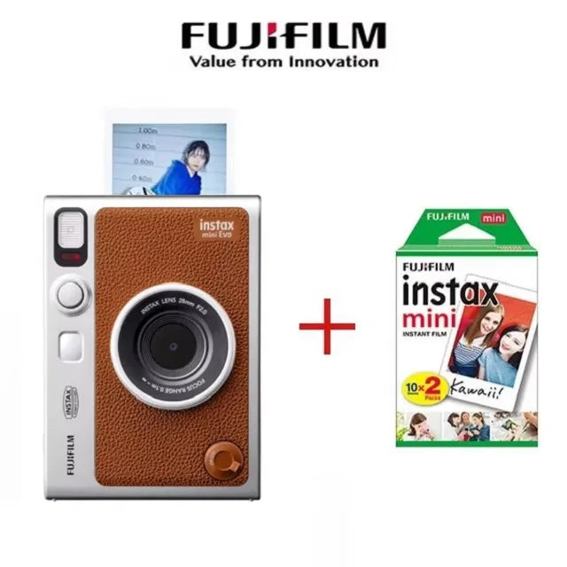 Fujifilm Instax Mini Evo – Caméra Instantanée Hybride | Smartphone Print | Effets Créatifs (Noir & Marron)