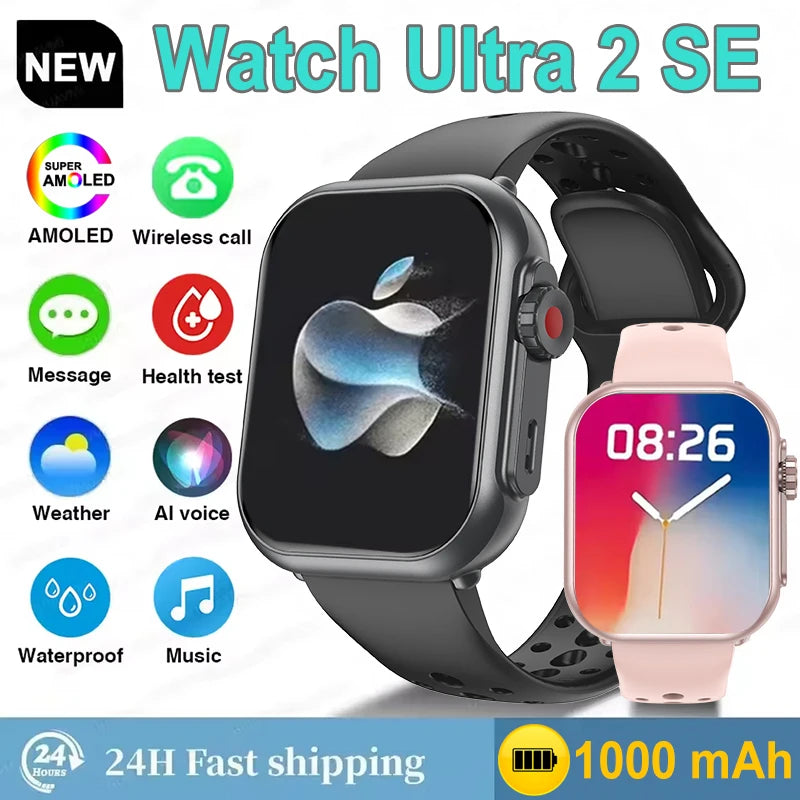 Montre Intelligente Ultra 2 SE AMOLED – Appels Bluetooth & 100+ Sports (Homme & Femme)