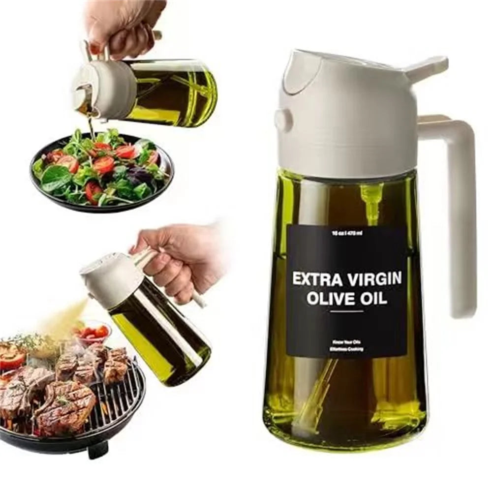 Pulvérisateur d’Huile 2 en 1 en Verre – Spray & Verseur 470 ml (Cuisine & Air Fryer)