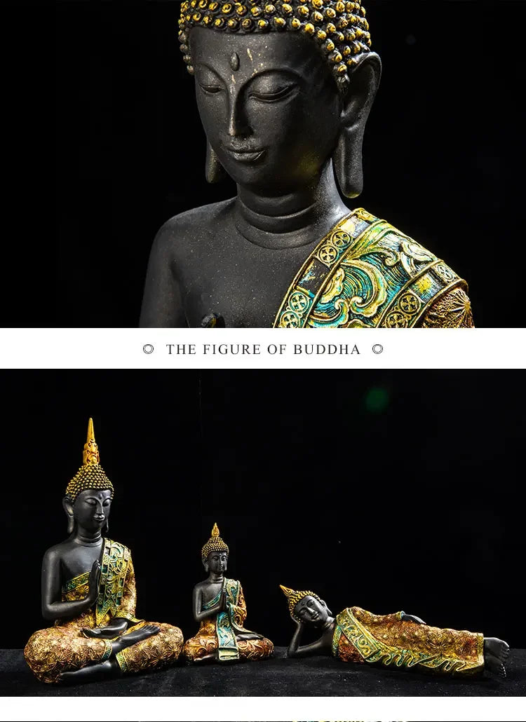 Grande Statue de Bouddha en Résine Verte – Sculpture Artisanale Thaïlandaise