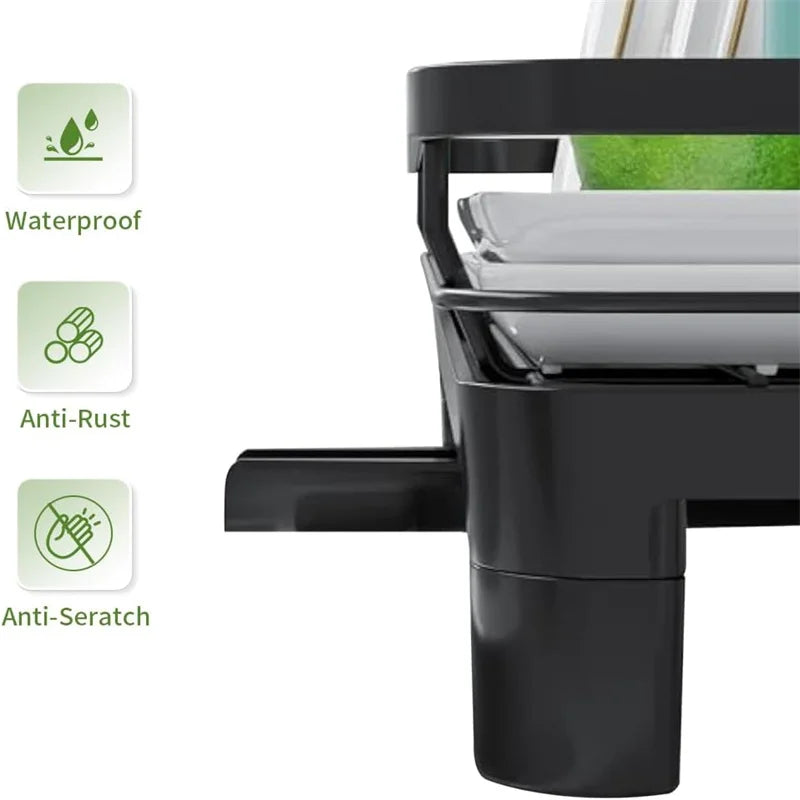 Grand Égouttoir à Vaisselle Antirouille – Support Multifonction avec Porte-Couverts & Porte-Gobelets