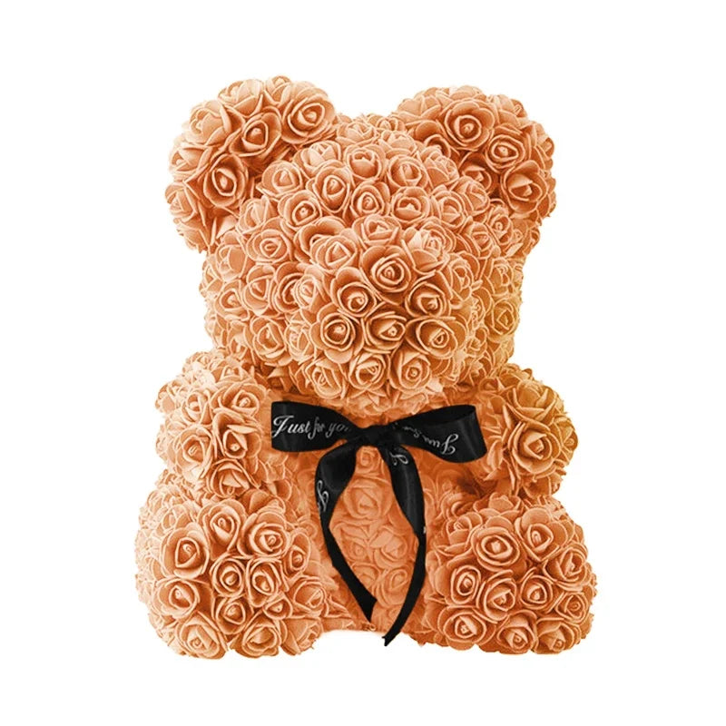 Ours en Roses 25/40 cm – Cadeau Romantique Saint-Valentin, Anniversaire & Mariage
