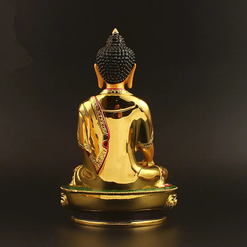 Statue de Bouddha Tibétain Plaqué Or – Grande Figurine 21 cm