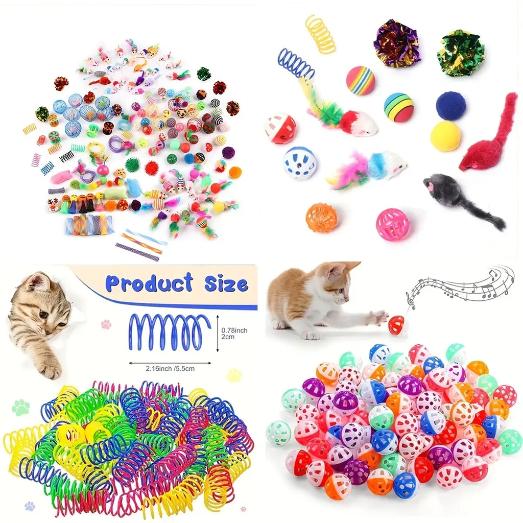 Lot de jouets pour chat — assortiment plastique et peluche