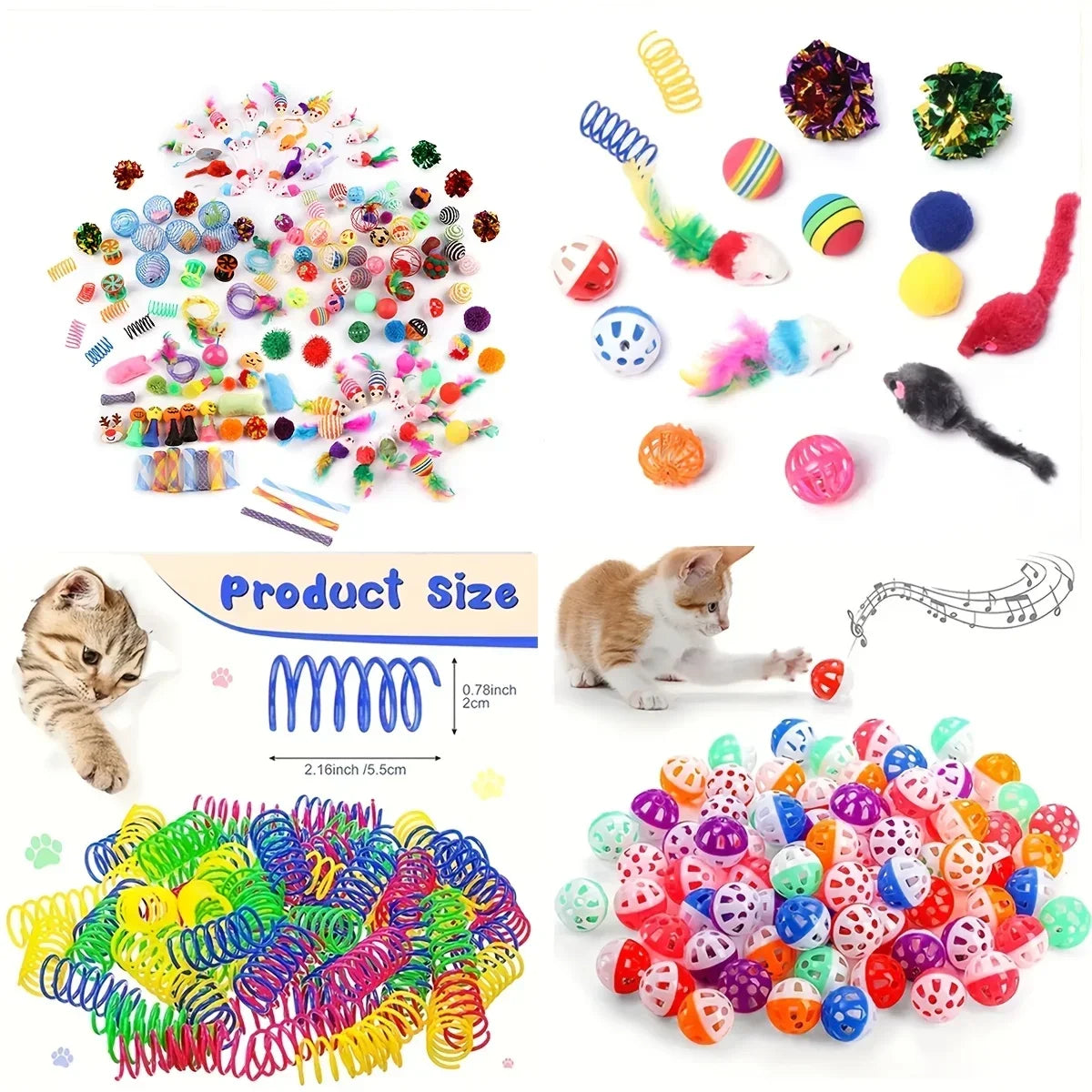 Lot de jouets pour chat — assortiment plastique et peluche