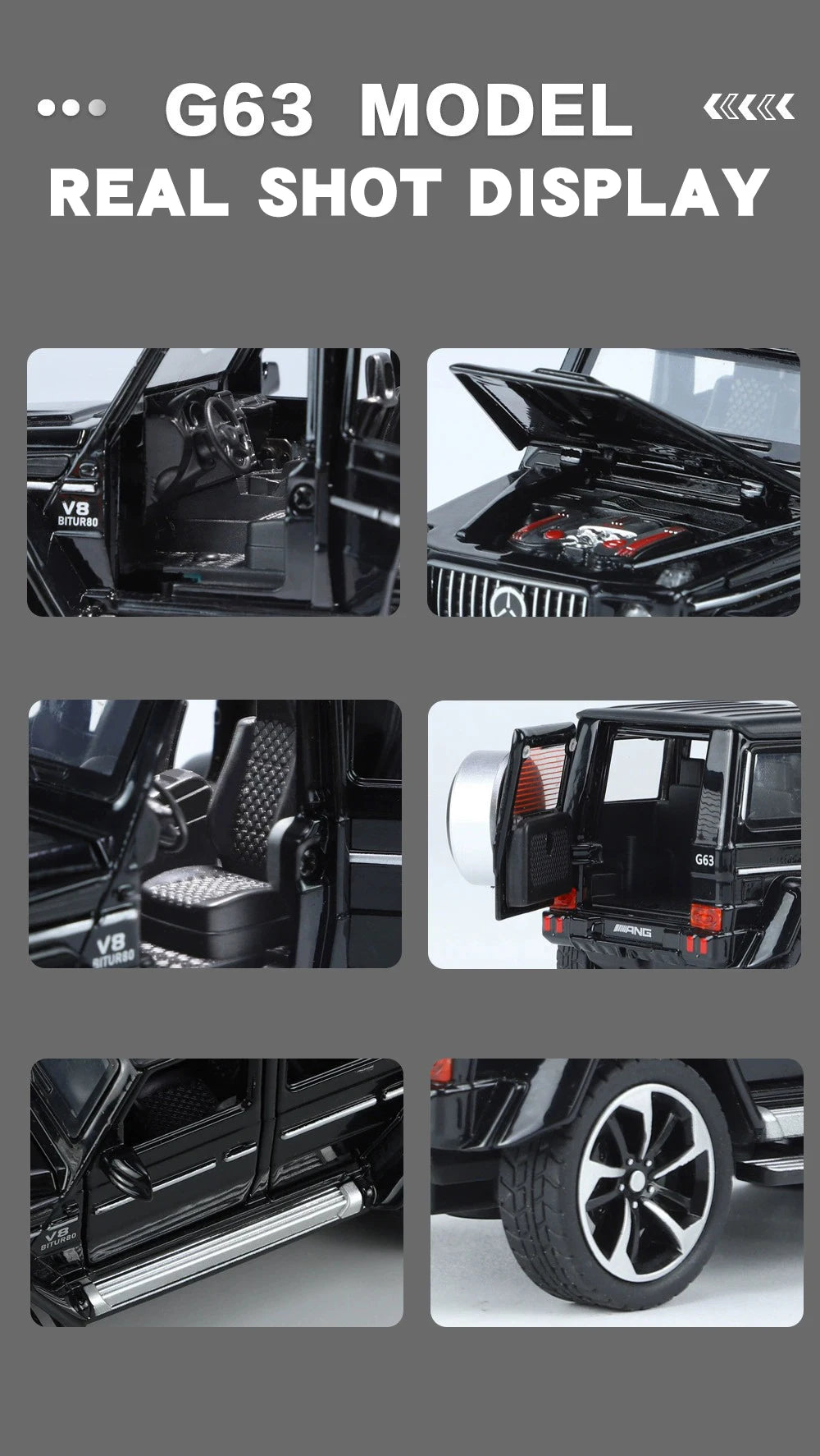 Mercedes-Benz G63 1:32 – Miniature Tout-Terrain Brabus Métal | Son & Lumière