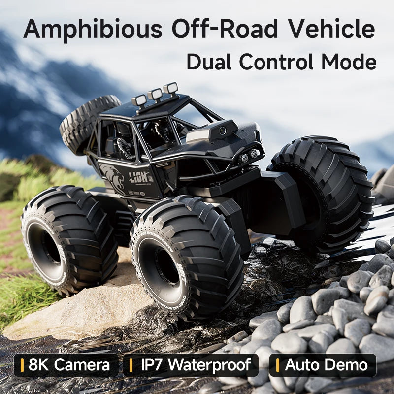 Voiture RC Amphibie Tout-Terrain 4WD – Contrôle Gestuel & Caméra HD