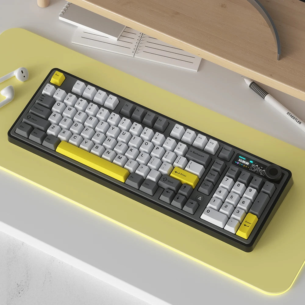 Clavier Mécanique Gamer Ajazz AK980 – Écran Couleur, RGB, Bluetooth & Sans Fil (98 Touches)