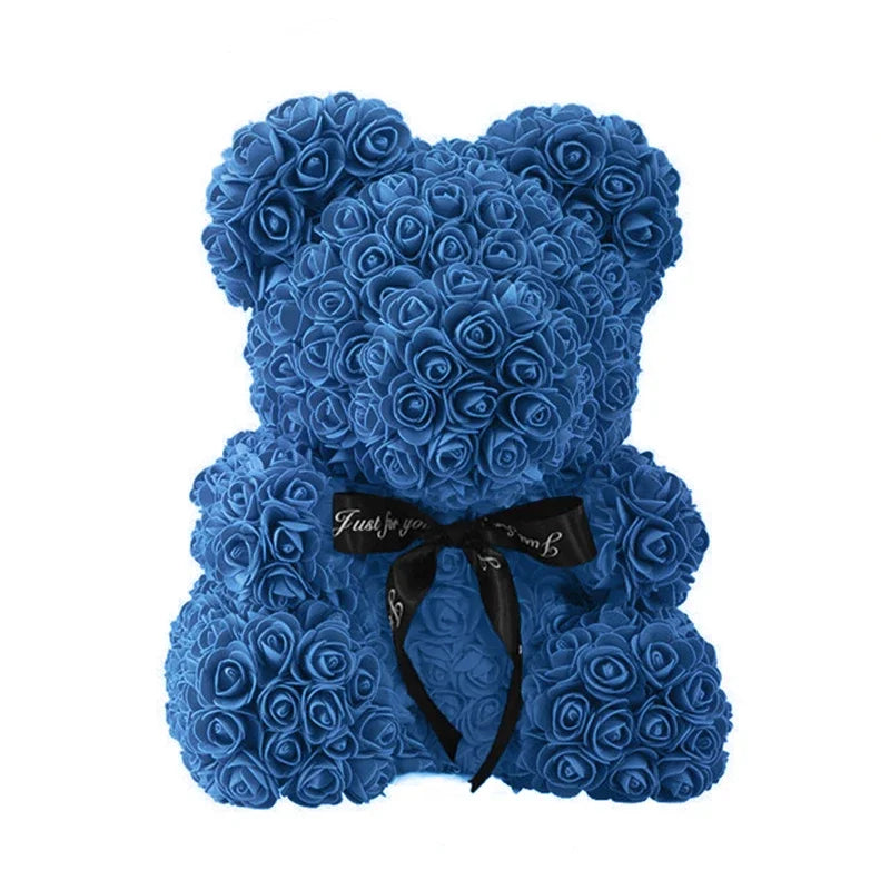Ours en Roses 25/40 cm – Cadeau Romantique Saint-Valentin, Anniversaire & Mariage