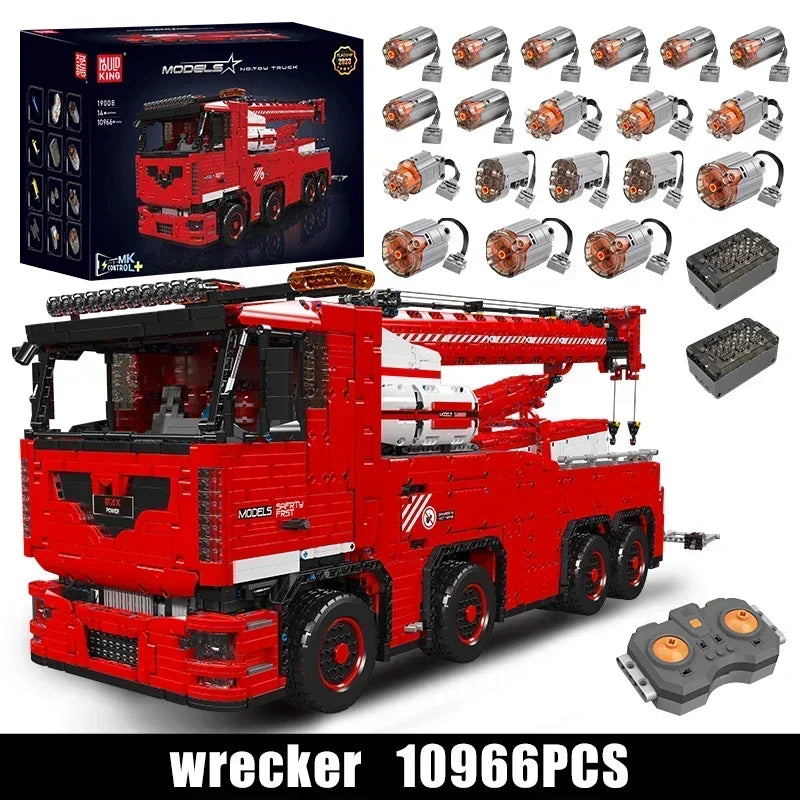 Mould King 19008 – Camion de Remorquage Télécommandé (Bloc Technique Compatible LEGO)