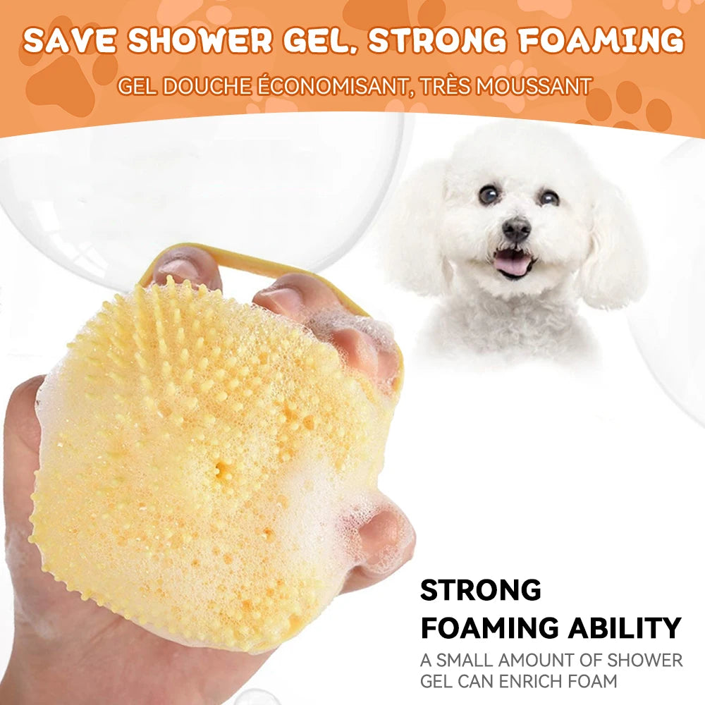 Brosse de bain en silicone pour chien et chat — distributeur de shampoing