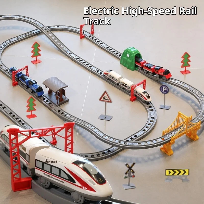 Ensemble de Train Électrique avec Piste – Modèle d’Assemblage & Véhicule à Grande Vitesse (64–119 PCS)