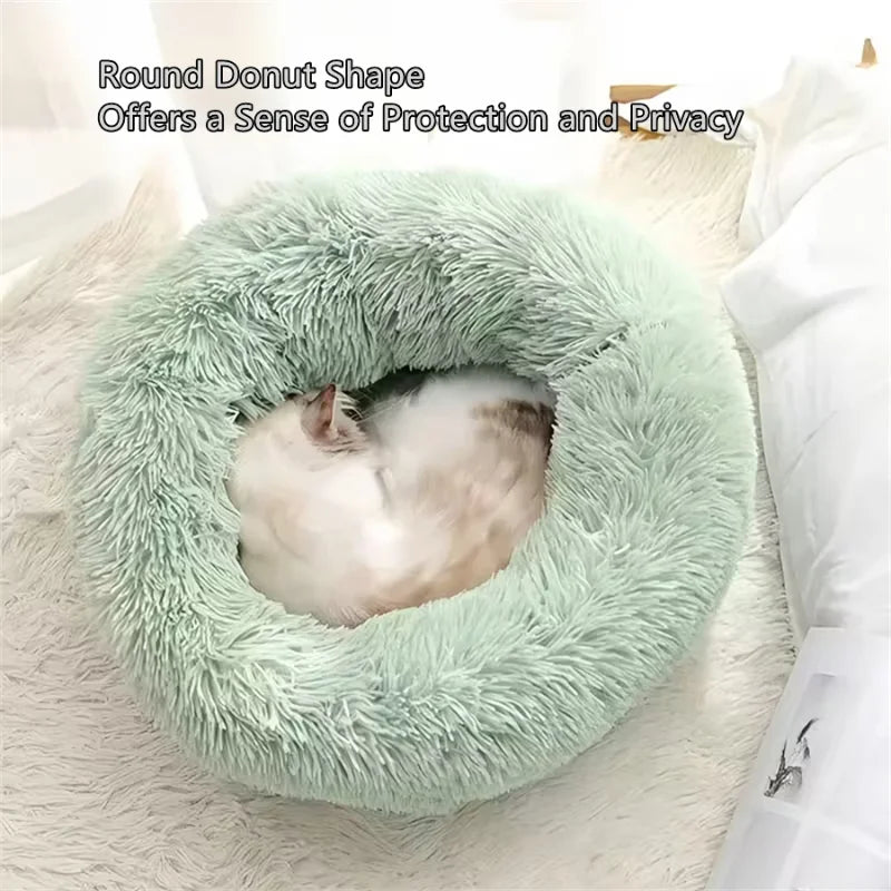 Panier donut moelleux pour chat et chien — apaisant et lavable