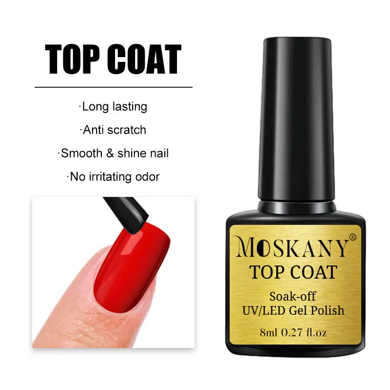 MOSKANY – Ensemble de Vernis à Ongles Acrylique Sans Acide (Base & Finition + Kit Nail Art)