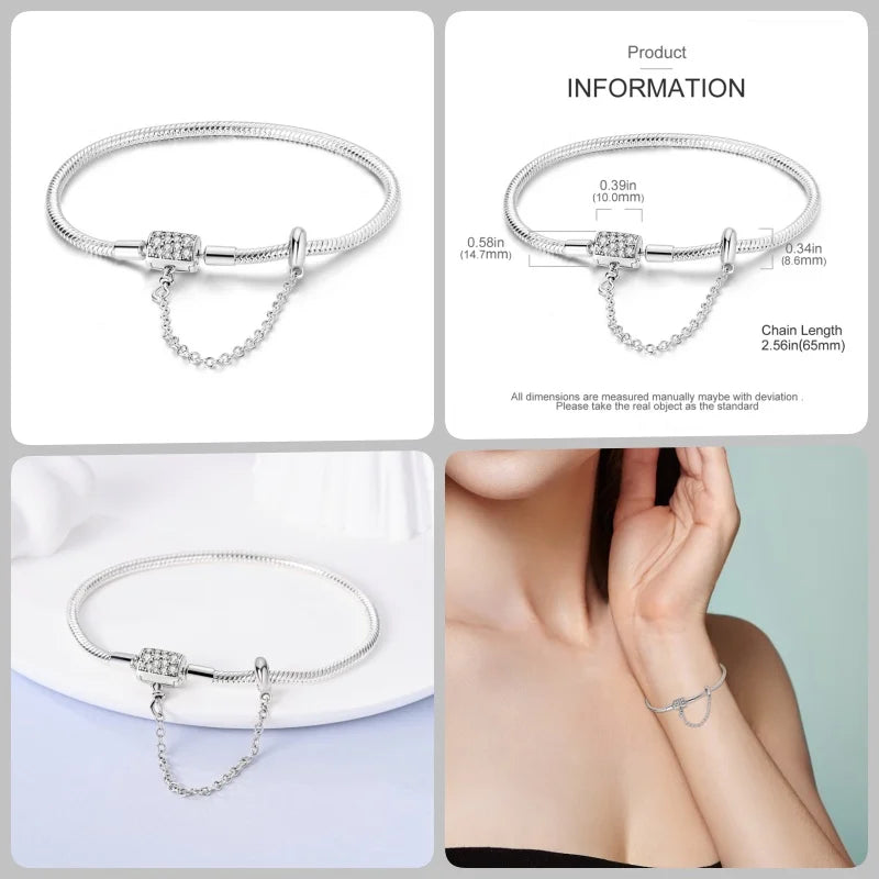 Bracelet en Argent 925 – Cœur Pavé Zircone & Infinity – 17 à 20 cm