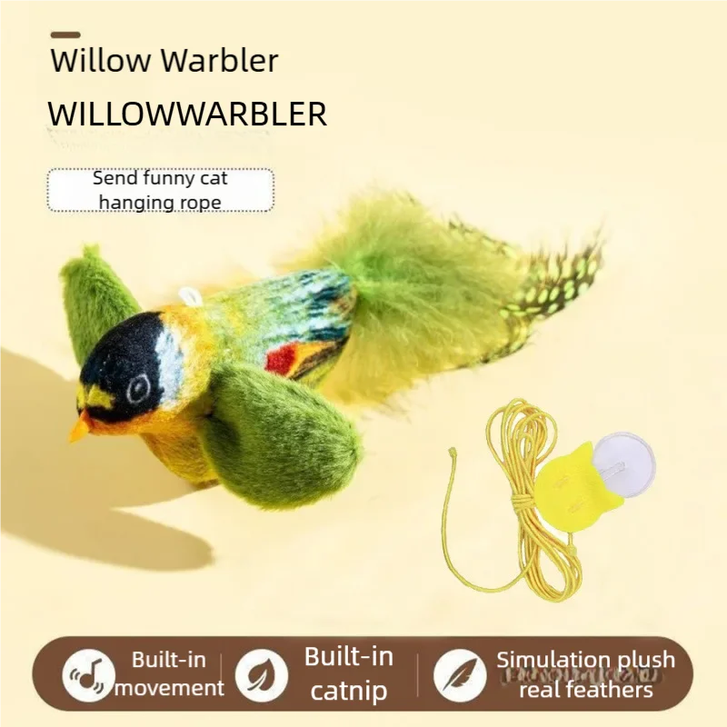 Oiseau interactif couineur pour chat — ailes qui battent
