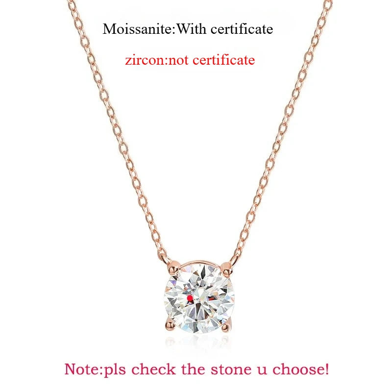 Collier Moissanite D Color – Argent 925 & Or Rose / Or / Argent (1 à 5 CT)
