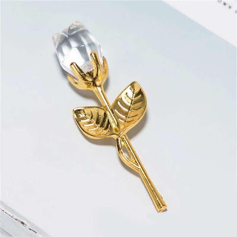 Rose en Cristal – Figurine Décorative Luxe | 6 Couleurs | Cadeau Saint-Valentin & Mariage