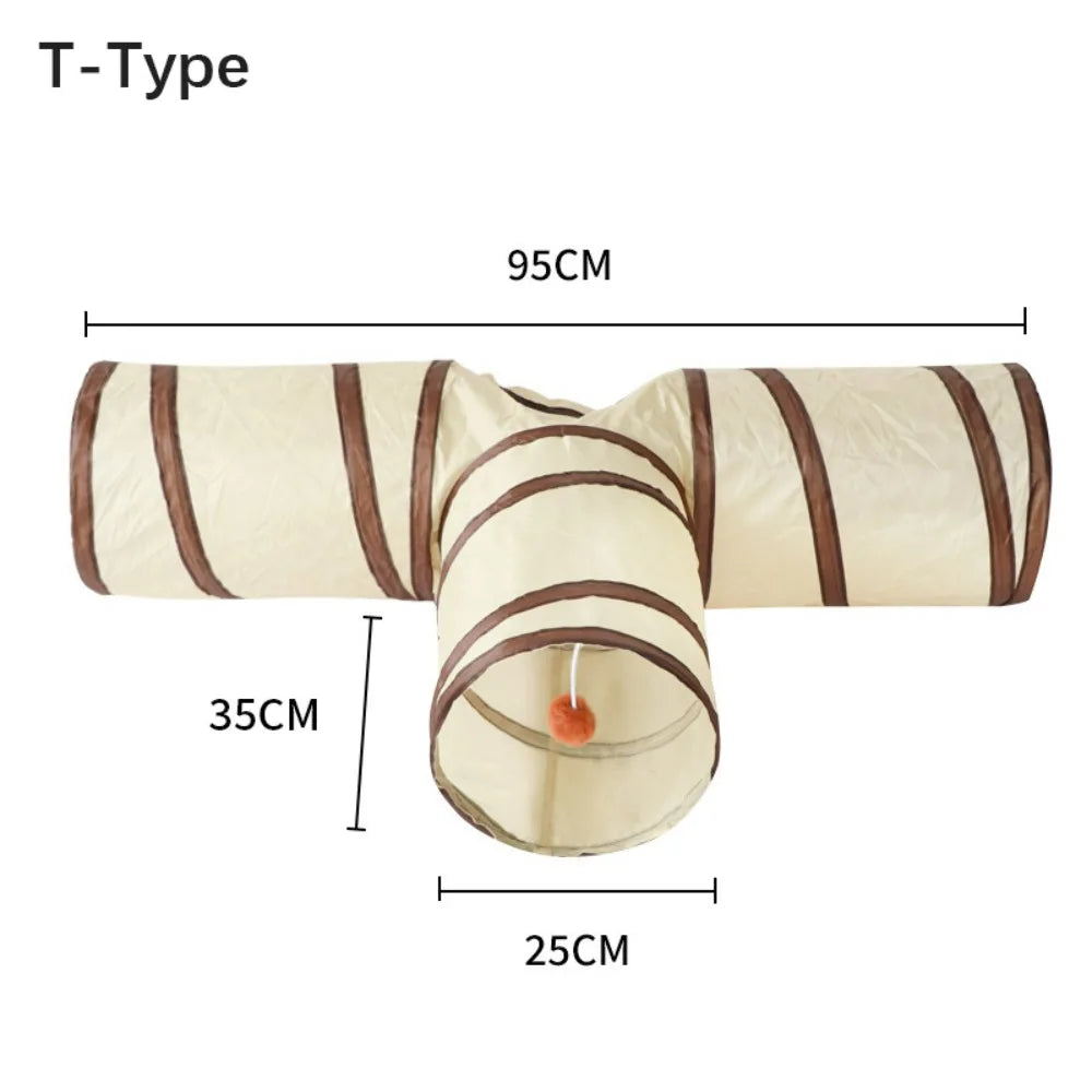 Tunnel de jeu pliable pour chat — structure renforcée, formes modulables