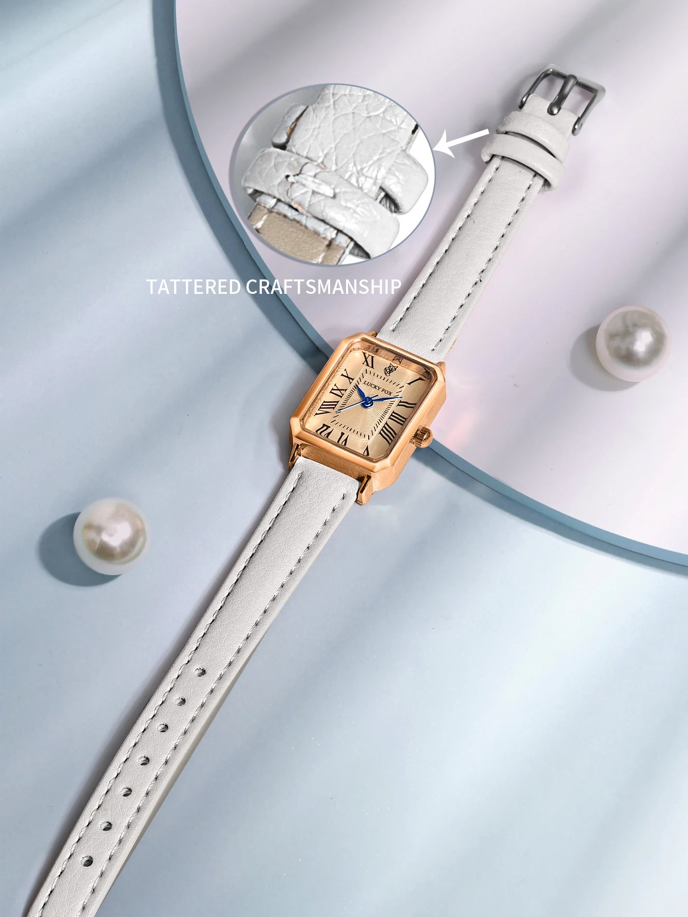 Montre Carrée Rétro Femme – Bracelet Cuir – LUCKYFOX L19