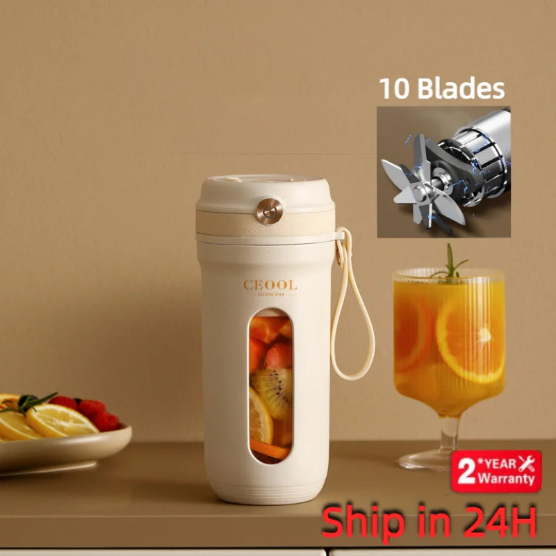 Blender Portable Premium – 350 ml (4 ou 10 lames, USB, 1500–3000 mAh)