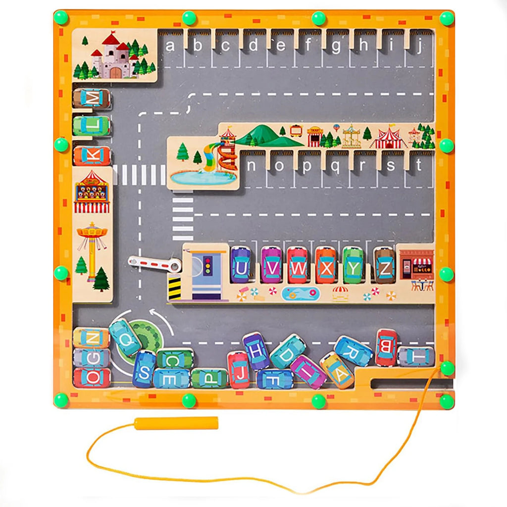 Labyrinthe Magnétique Montessori – Couleurs & Chiffres | Jouet en Bois Motricité Fine (3–5 ans)