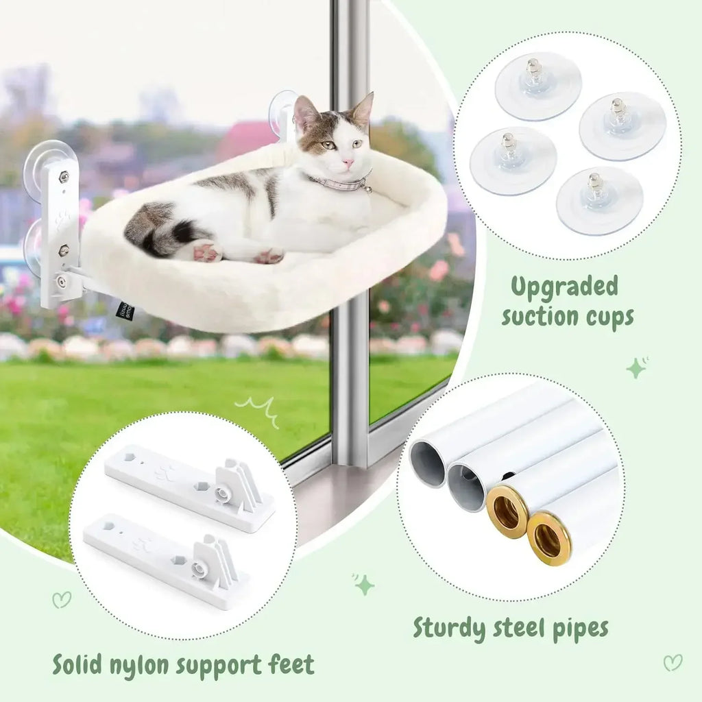Hamac de fenêtre chaud pour chat — ventouses, nid d'hiver