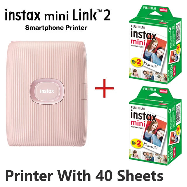 Fujifilm Instax Mini Link 2 – Imprimante Photo Instantanée + Packs Film (Plusieurs Bundles)