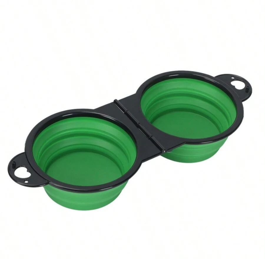 Double gamelle pliable de voyage pour chien et chat — 2-en-1 eau et croquettes