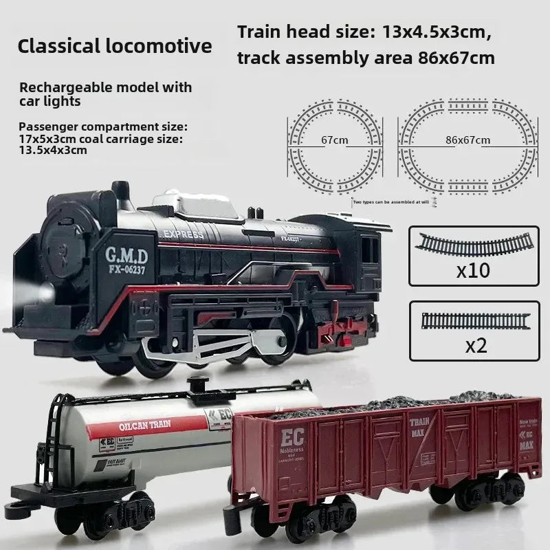 Train Électrique Classique – Pistes Lumineuses & Modèle de Noël (Ensemble Rechargeable)