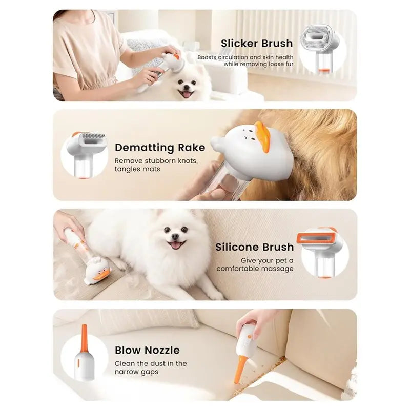 Brosse aspirante auto-nettoyante pour chien — anti-mue et sous-poil