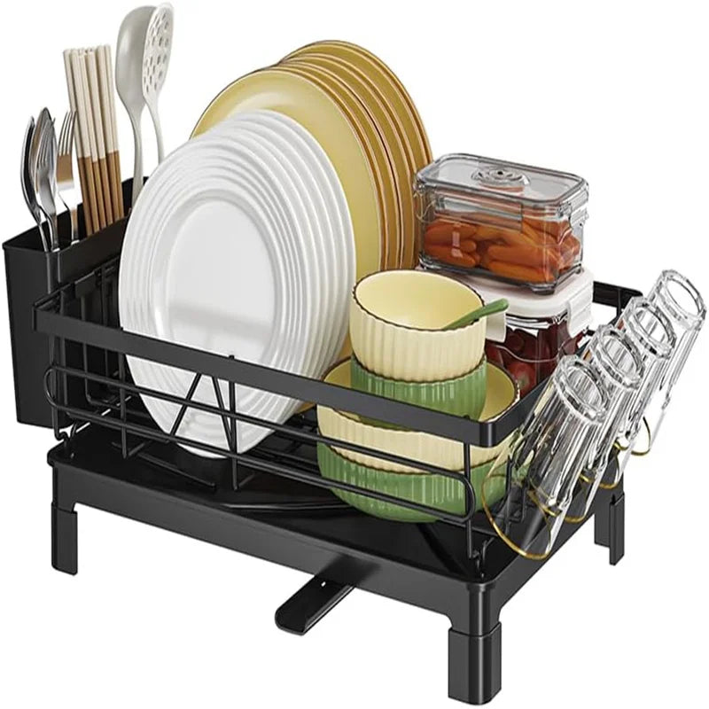 Grand Égouttoir à Vaisselle Antirouille – Support Multifonction avec Porte-Couverts & Porte-Gobelets