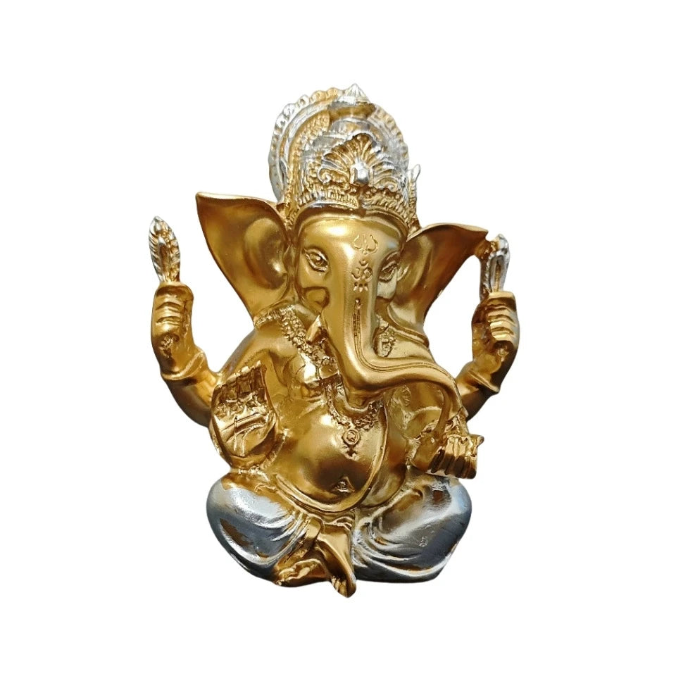 Statue Ganesha en Résine Dorée – Lotus Spirituel pour Maison & Bureau